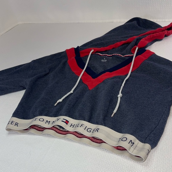Tommy Hilfiger Cropped Pullover Hoodie Size Medium Vintage A - Picture 3 of 9